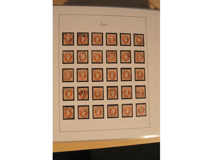 1850/90, umfangreiche Sammlung der 1. Ausgabe mit vielen Farben, Typen, interessanten Stempeln (u.a. rote Entwertung auf Mi.-