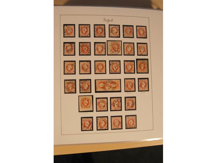 1850/90, umfangreiche Sammlung der 1. Ausgabe mit vielen Farben, Typen, interessanten Stempeln (u.a. rote Entwertung auf Mi.-