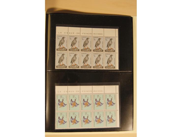 1951, Vögel 5 C.-50 A. kpl. in rechten oberen Eckrand-10er-Blocks, postfrisch in tadelloser Erhaltung, selten
