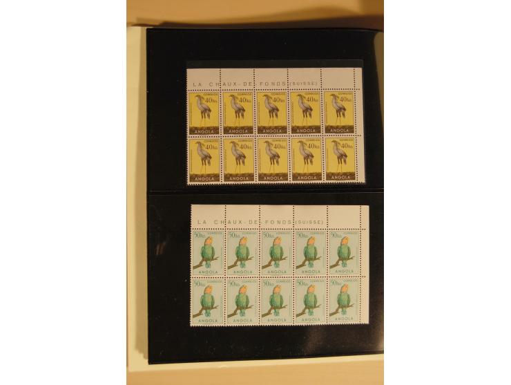 1951, Vögel 5 C.-50 A. kpl. in rechten oberen Eckrand-10er-Blocks, postfrisch in tadelloser Erhaltung, selten