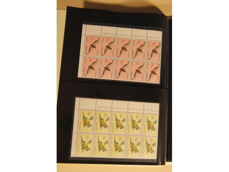 1951, Vögel 5 C.-50 A. kpl. in rechten oberen Eckrand-10er-Blocks, postfrisch in tadelloser Erhaltung, selten