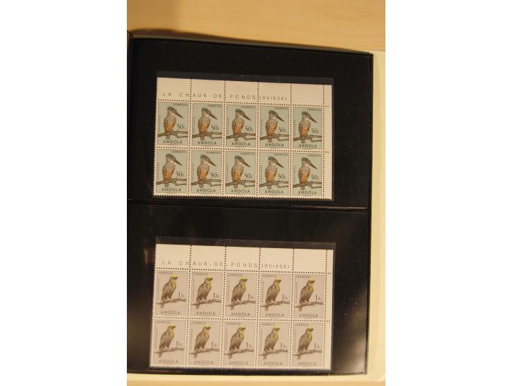 1951, Vögel 5 C.-50 A. kpl. in rechten oberen Eckrand-10er-Blocks, postfrisch in tadelloser Erhaltung, selten