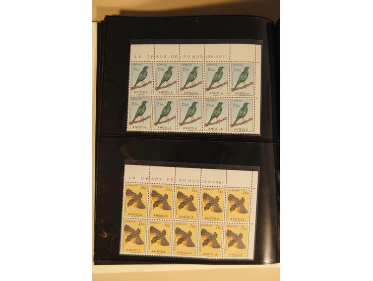 1951, Vögel 5 C.-50 A. kpl. in rechten oberen Eckrand-10er-Blocks, postfrisch in tadelloser Erhaltung, selten