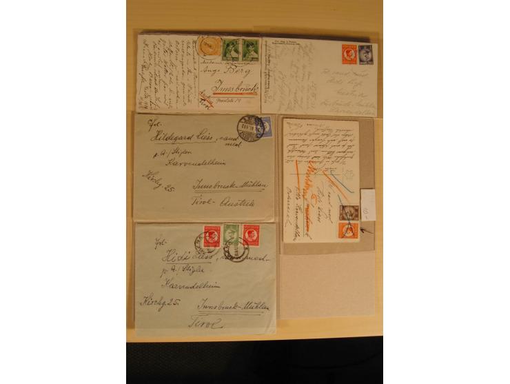 1874/1943 (ca.), 30 Briefe, Karten und Ganzsachen, dabei Reco, Zensur, Luftpost etc.