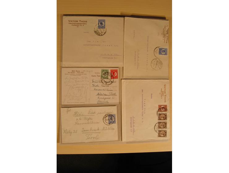 1874/1943 (ca.), 30 Briefe, Karten und Ganzsachen, dabei Reco, Zensur, Luftpost etc.