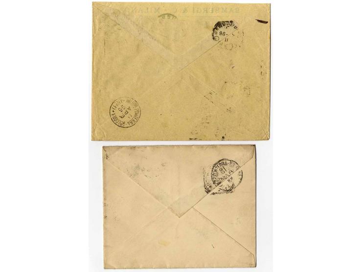 1893/1900, 2 R-Briefe und 2 Ganzsachen mit Zusatz, alle in das Ausland