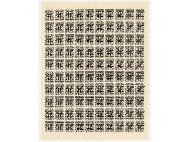 TELEGRAFENMARKEN: 1942/45, Essays der Aufdruckausgabe 10 cts.-1 Pta., alle auf 20 c. schwarz (6 Werte), alle mit kopfstehende