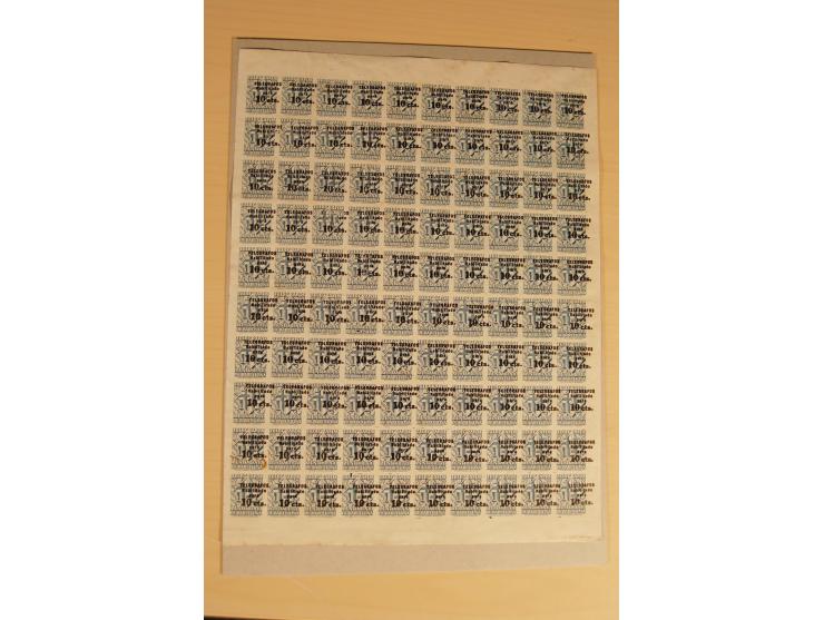1930/45, kleiner Bestand mit Telegrafenmarken-Besonderheiten, meist ungezähnt, kopfstehende Aufdrucke etc., ca. 16000-18000 W
