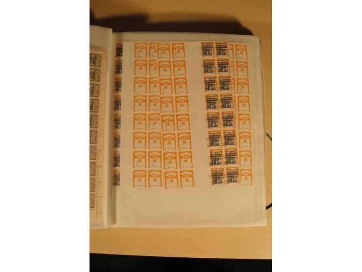 1930/45, kleiner Bestand mit Telegrafenmarken-Besonderheiten, meist ungezähnt, kopfstehende Aufdrucke etc., ca. 16000-18000 W