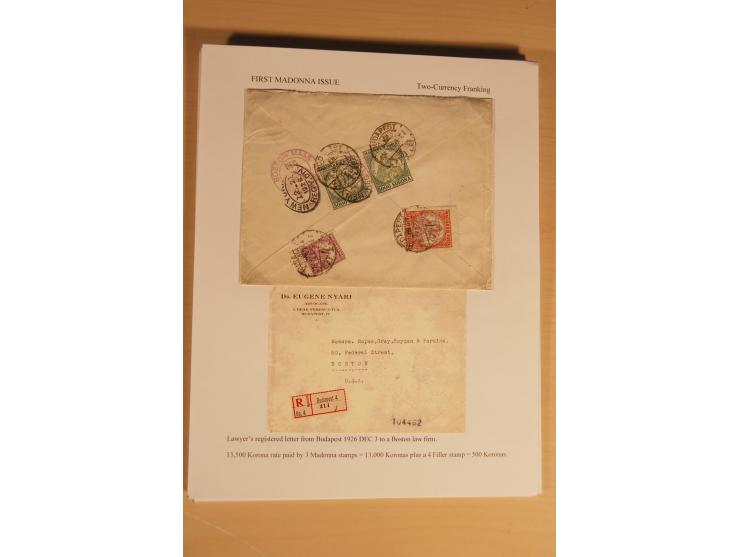 1921/26, Madonna 50-10000 Kr., Spezialsammlung mit 50 Kr., Erst-Probedruck in schwarz, 200-10000 Kr. ungezähnt, Verzähnungen,
