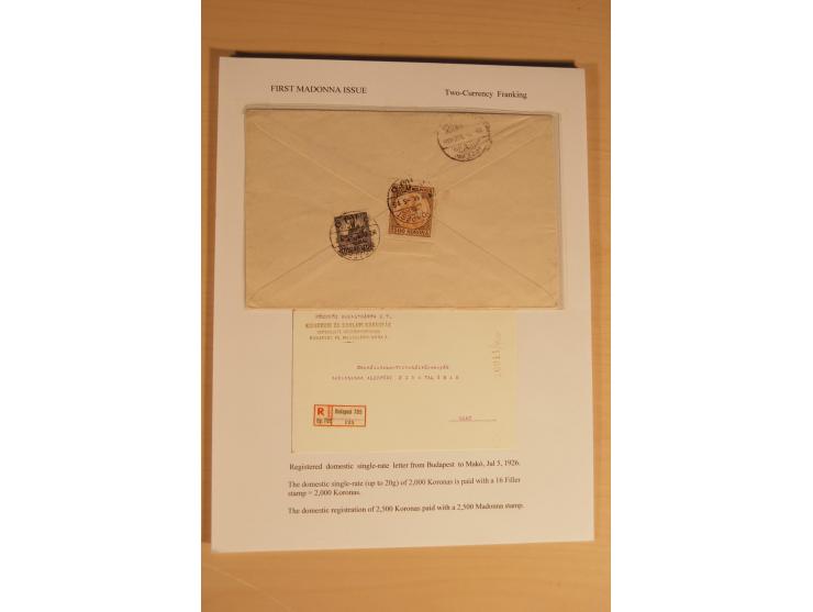 1921/26, Madonna 50-10000 Kr., Spezialsammlung mit 50 Kr., Erst-Probedruck in schwarz, 200-10000 Kr. ungezähnt, Verzähnungen,