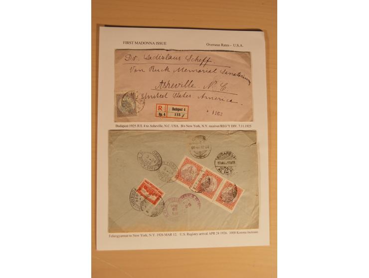 1921/26, Madonna 50-10000 Kr., Spezialsammlung mit 50 Kr., Erst-Probedruck in schwarz, 200-10000 Kr. ungezähnt, Verzähnungen,