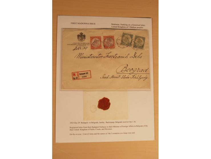 1921/26, Madonna 50-10000 Kr., Spezialsammlung mit 50 Kr., Erst-Probedruck in schwarz, 200-10000 Kr. ungezähnt, Verzähnungen,