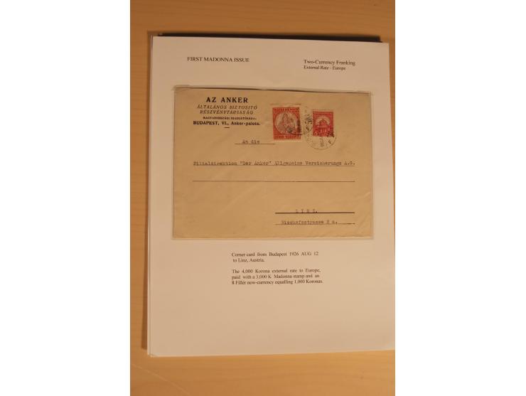 1921/26, Madonna 50-10000 Kr., Spezialsammlung mit 50 Kr., Erst-Probedruck in schwarz, 200-10000 Kr. ungezähnt, Verzähnungen,