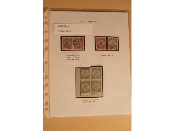 1921/26, Madonna 50-10000 Kr., Spezialsammlung mit 50 Kr., Erst-Probedruck in schwarz, 200-10000 Kr. ungezähnt, Verzähnungen,