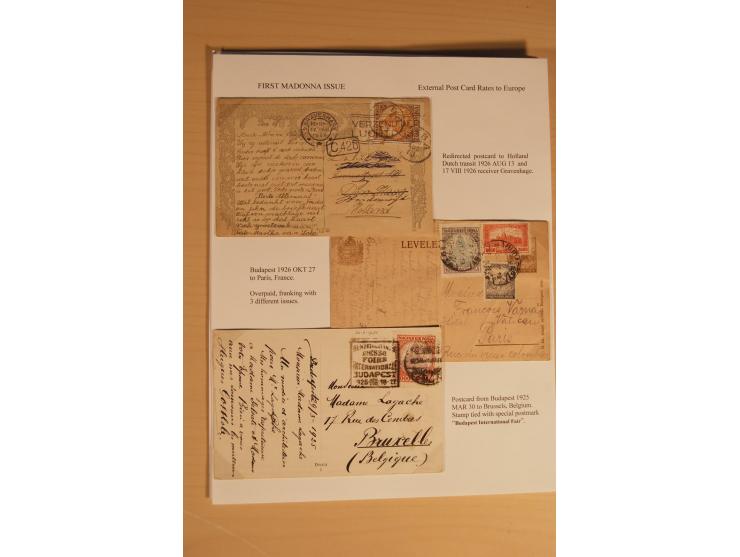 1921/26, Madonna 50-10000 Kr., Spezialsammlung mit 50 Kr., Erst-Probedruck in schwarz, 200-10000 Kr. ungezähnt, Verzähnungen,