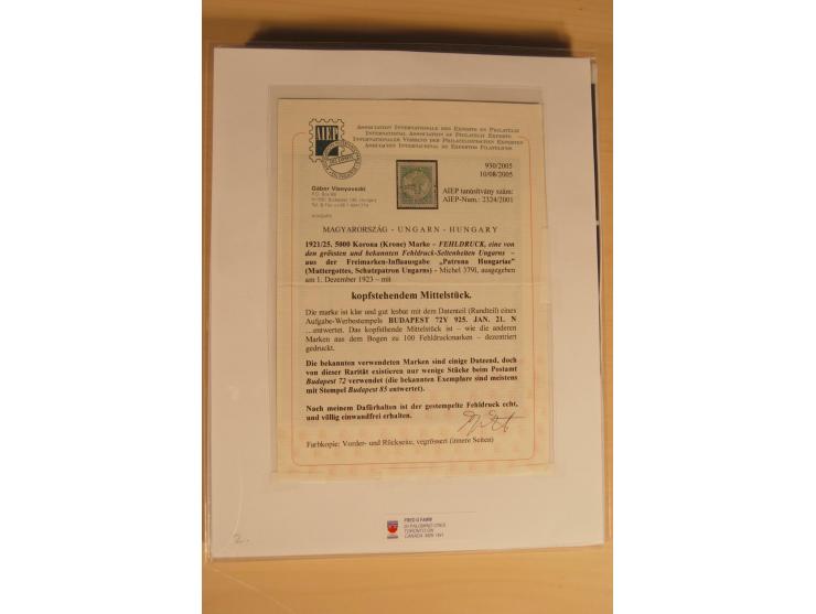 1921/26, Madonna 50-10000 Kr., Spezialsammlung mit 50 Kr., Erst-Probedruck in schwarz, 200-10000 Kr. ungezähnt, Verzähnungen,