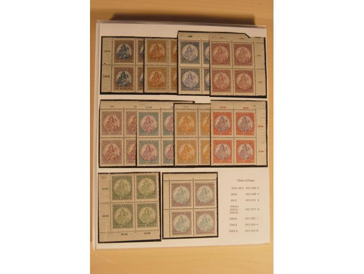 1921/26, Madonna 50-10000 Kr., Spezialsammlung mit 50 Kr., Erst-Probedruck in schwarz, 200-10000 Kr. ungezähnt, Verzähnungen,