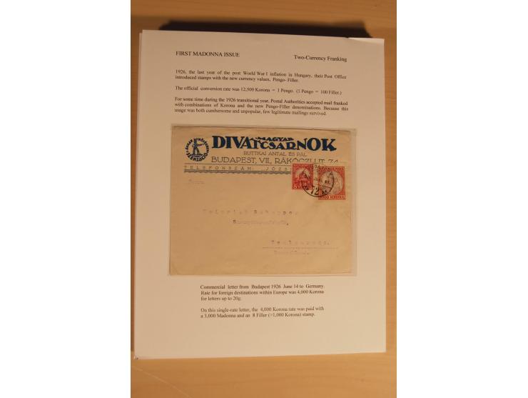 1921/26, Madonna 50-10000 Kr., Spezialsammlung mit 50 Kr., Erst-Probedruck in schwarz, 200-10000 Kr. ungezähnt, Verzähnungen,