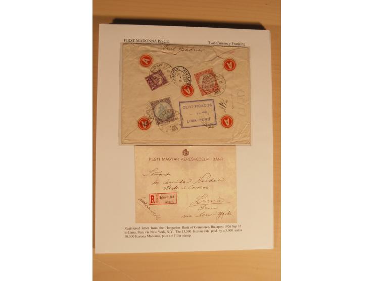 1921/26, Madonna 50-10000 Kr., Spezialsammlung mit 50 Kr., Erst-Probedruck in schwarz, 200-10000 Kr. ungezähnt, Verzähnungen,