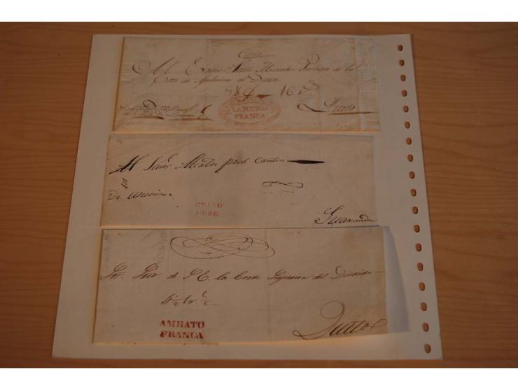 1805/65 (ca.), 34 Briefe bzw. wenige Vorderseiten Vorphilatelie bzw. unfrankiert, dabei seltene Stempel wie "OTAVu" in rot, R
