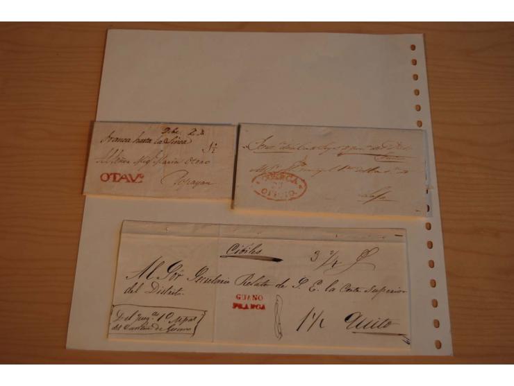 1805/65 (ca.), 34 Briefe bzw. wenige Vorderseiten Vorphilatelie bzw. unfrankiert, dabei seltene Stempel wie "OTAVu" in rot, R