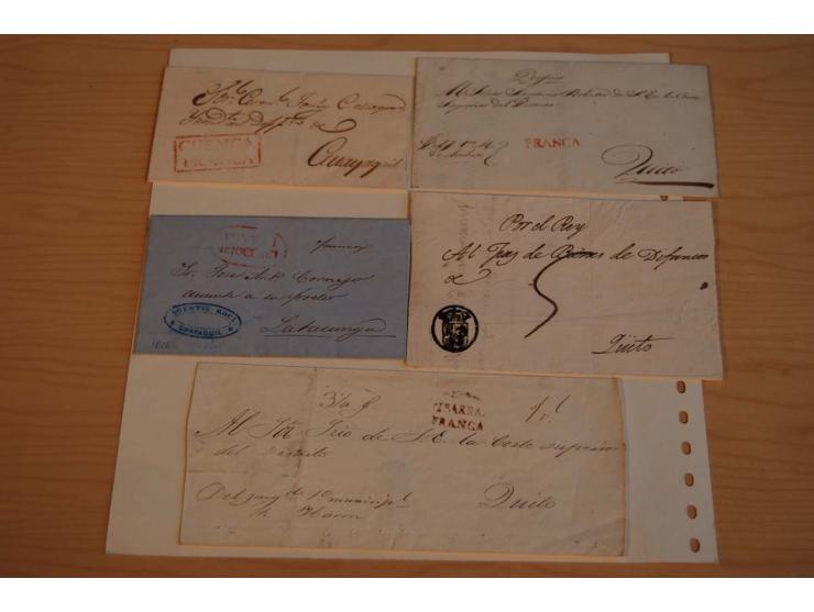 1805/65 (ca.), 34 Briefe bzw. wenige Vorderseiten Vorphilatelie bzw. unfrankiert, dabei seltene Stempel wie "OTAVu" in rot, R