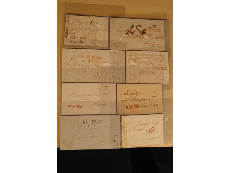 1780/1873 (ca.), mehr als 125 Vorphila- oder markenlose Briefe/Vorderseiten, dabei viele bessere Stempel, u.a. "CHIC", "CHUQU