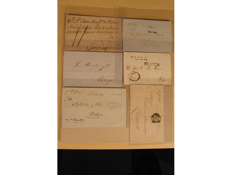 1780/1873 (ca.), mehr als 125 Vorphila- oder markenlose Briefe/Vorderseiten, dabei viele bessere Stempel, u.a. "CHIC", "CHUQU