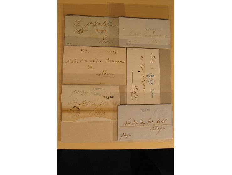 1780/1873 (ca.), mehr als 125 Vorphila- oder markenlose Briefe/Vorderseiten, dabei viele bessere Stempel, u.a. "CHIC", "CHUQU