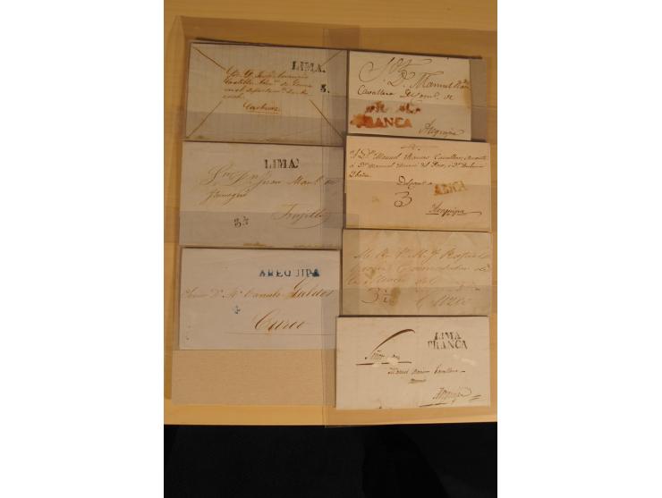 1780/1873 (ca.), mehr als 125 Vorphila- oder markenlose Briefe/Vorderseiten, dabei viele bessere Stempel, u.a. "CHIC", "CHUQU