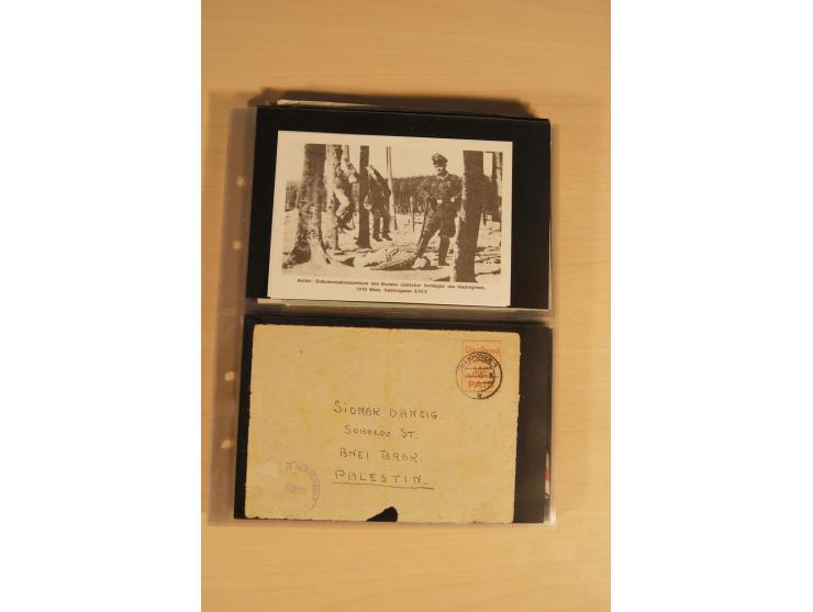JUDAIKA: 1880/1960 (ca.), interessante Sammlung mit vielen Briefen und Karten, Geldscheinen, Dokumenten etc., dabei Holy Land