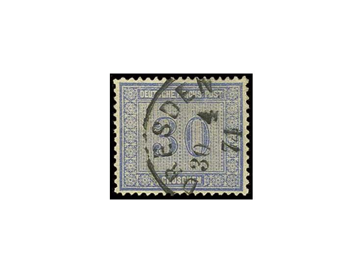 30 Gr. grauultramarin mit Poststempelentwertung "DRESDEN 30 4 74",  einwandfreie Erhaltung, u.a. handschriftlich sign. Hennie