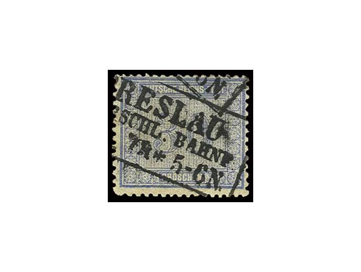 30 Gr. ultramarin mit klarem Abschlag des Ra3 "BRESLAU/OBERSCHL. BAHNF.", bis auf leichte Zahnkorrektur in guter Erhaltung, s