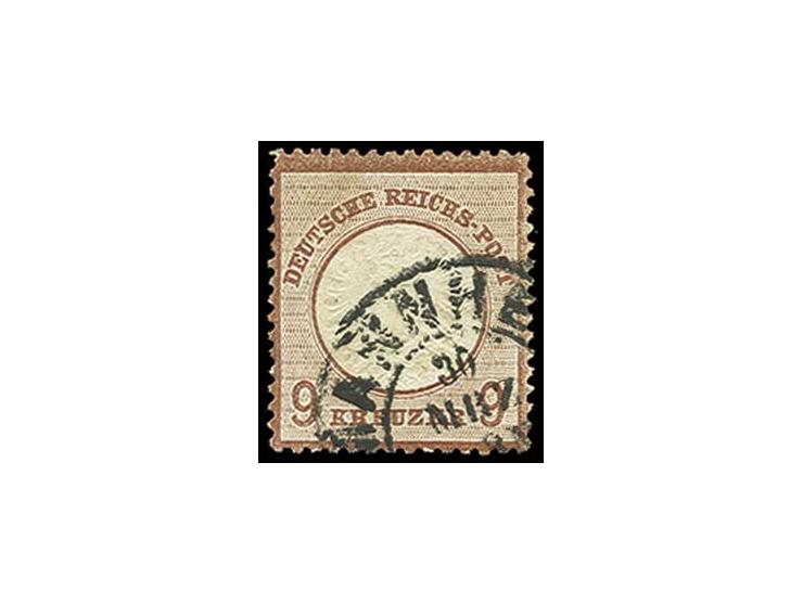 9 Kr. lilabraun mit klarem Baden-DKr. "MANNHEIM 30 MRZ", ein Eckzahn minimal verkürzt, sonst gute Erhaltung, Fotoattest Somme