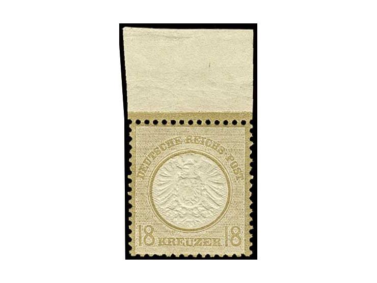 18 Kr. ockerbraun im seltenen kleinen Format L15, bestens geprägtes und gezähntes Oberrandstück, postfrisch, Luxus, Fotobefun