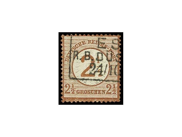 2 1/2 auf 2 1/2 Gr. braunorange mit seltenem Plattenfehler "1 der Wertangabe 1/2 nach links verschoben", Feld 114, sauber ges