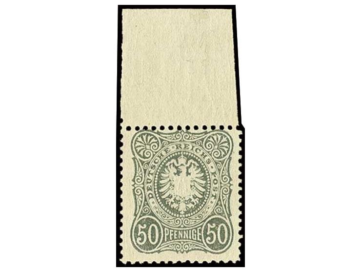50 Pfge. graugrün, ungebraucht mit winzigem Haftpunkt und breitem Oberrand, Pracht, sign. Ebel und Fotoattest Jäschke-L. BPP 