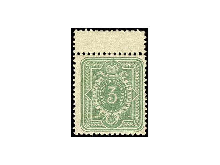 Frühauflagen: 3 Pfg. grün mit oben Zwischensteg, postfrisch, Kabinett, Fotobefund Wiegand BPP (Mi. ca. 275,-)