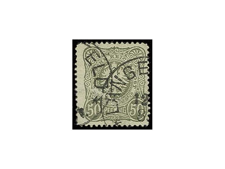 50 Pfg., Barmer Postfälschung mit Stempel von Langerfeld, wie die weitaus überwiegende Anzahl der bekannten Barmer Postfälsch