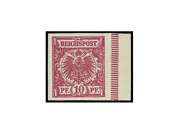 Probedrucke mit wabenförmigen Einprägungen: 3 Pfg., 5 Pfg. und 10 Pfg. ungezähnt, 10 Pfg. mit gestricheltem rechten Bogenrand