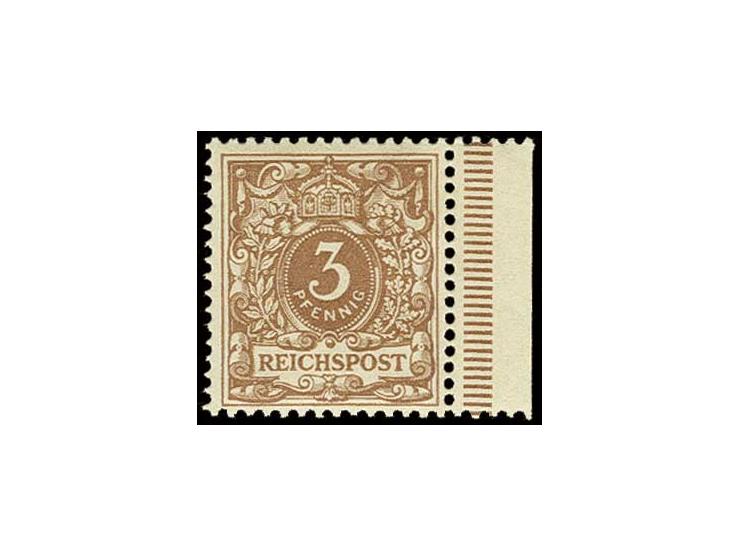 3 Pfg. rötlichocker, postfrisches rechtes Randstück, Pracht, sign. Zenker BPP (Mi. 500,-)