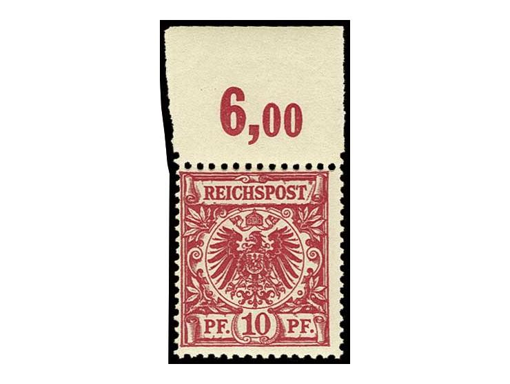 10 Pfg. dunkelrosa, gelblichorange quarzend, postfrisches Oberrandstück, farbfrisch und sehr gut gezähnt, Kabinett, Fotoattes