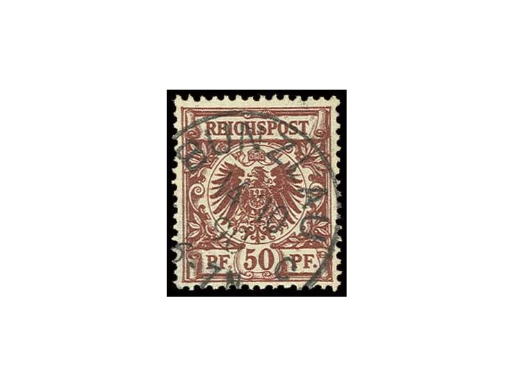 50 Pfg. weinrot mit sauberem Stempel "BUNZLAU 14 10 90", Kabinett, doppelt sign. Zenker BPP (Mi. 2.000,-)