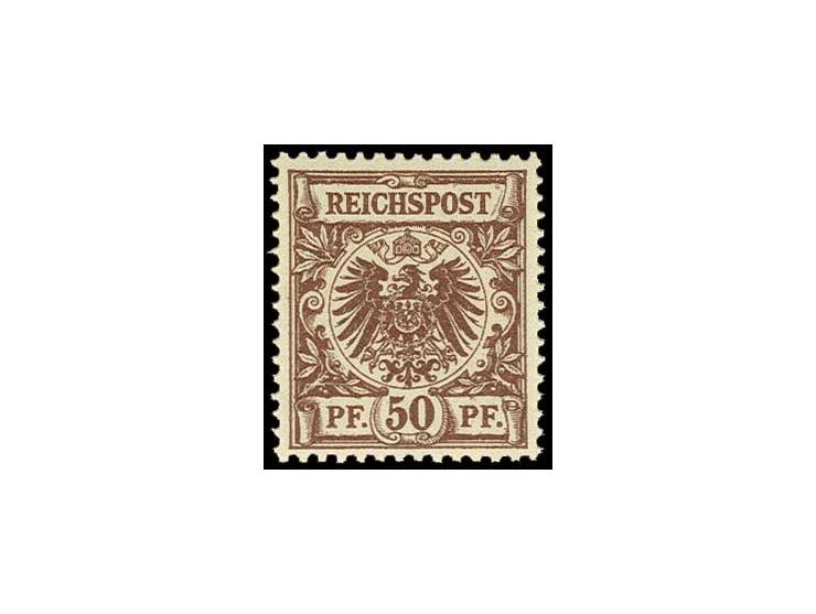 50 Pfg. dunkellilabraun, farbfrisch, gut gezähnt und zentriert, postfrisch, Kabinett, Fotobefund Wiegand BPP (Mi. 500,-)