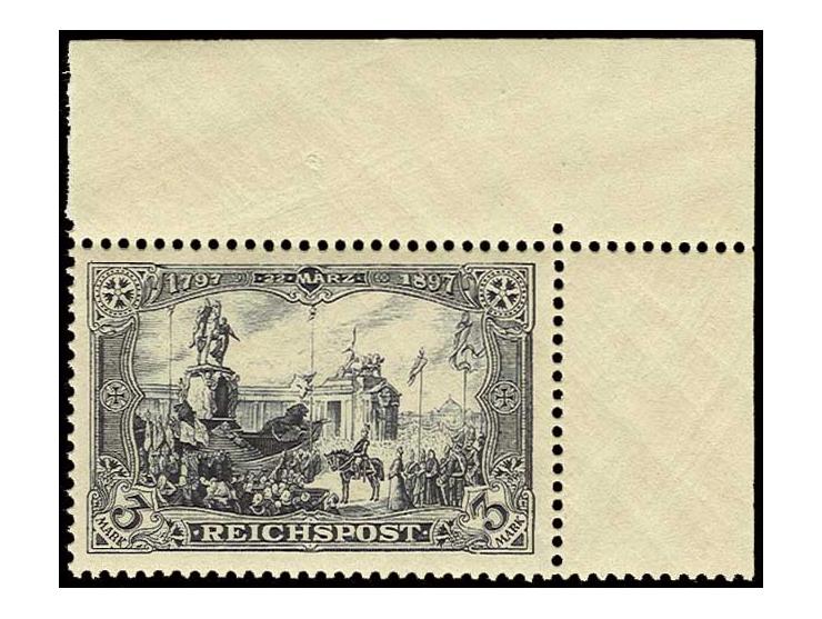 3 M. in Type I, postfrisches rechtes oberes Eckrandstück, Kabinett, sign. Dr. Wittmann (Mi. 800,-)
