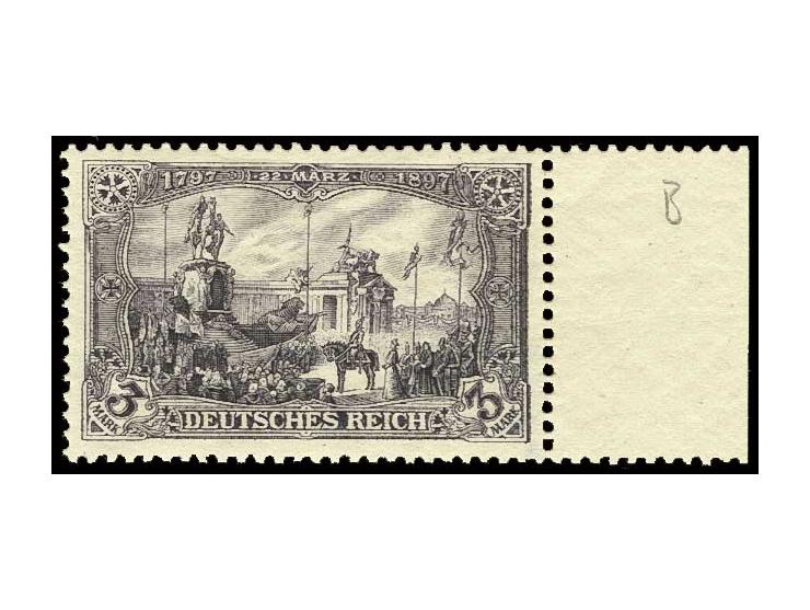 3 M. schwarzbraunviolett, postfrisches rechtes Randstück, Kabinett, sign. Jäschke BPP (Mi. 360,-)