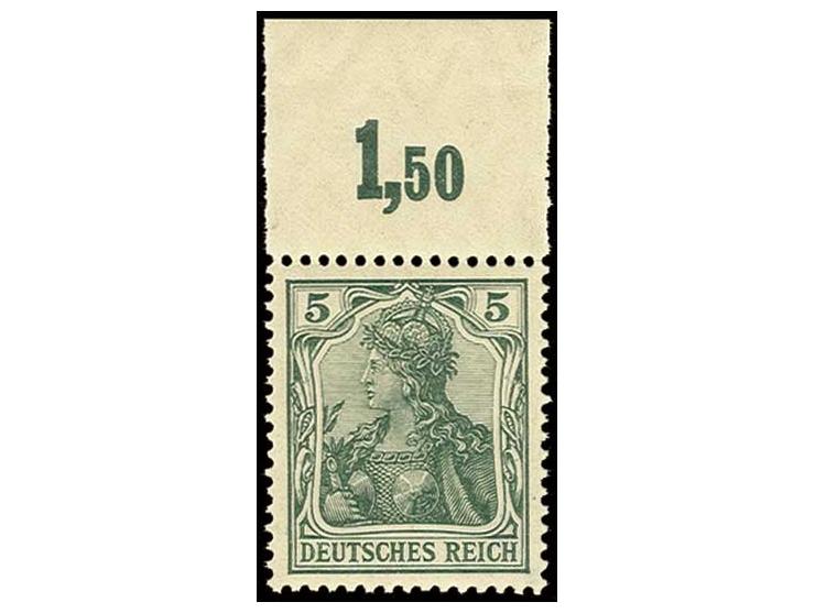 5 Pfg. schwärzlichsmaragdgrün, Plattendruck-Oberrandstück, postfrisch, Kabinett, u.a. sign. Jäschke-L. BPP (Mi. 500,-)