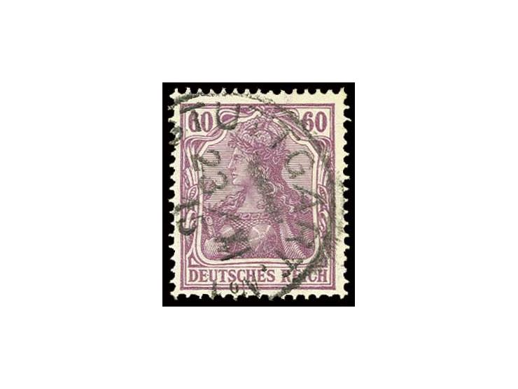60 Pfg. violettpurpur, farbfrisch mit EKr. STUTTGART 23/XI 15", bis auf winzig verkürztes Zähnchen unten in tadelloser Erhalt