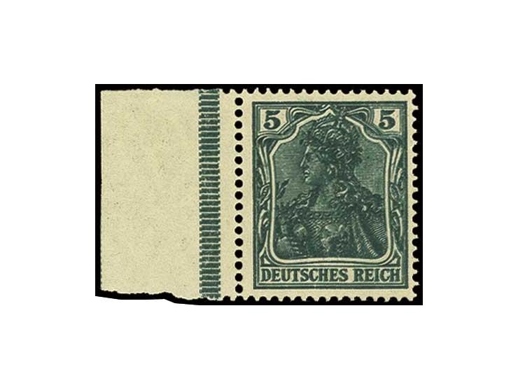 5 Pfg. schwarzgrün mit Doppeldruck, postfrisches linkes Randstück mit Falzspur im Rand, Kabinett, Fotoattest Jäschke-L. BPP (